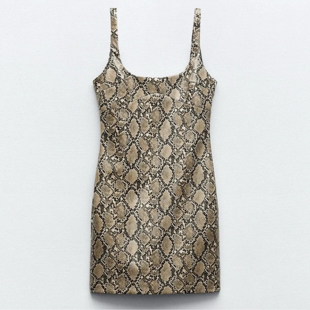 ZARA SNAKESKIN PRINT FAUX LEATHER DRESS